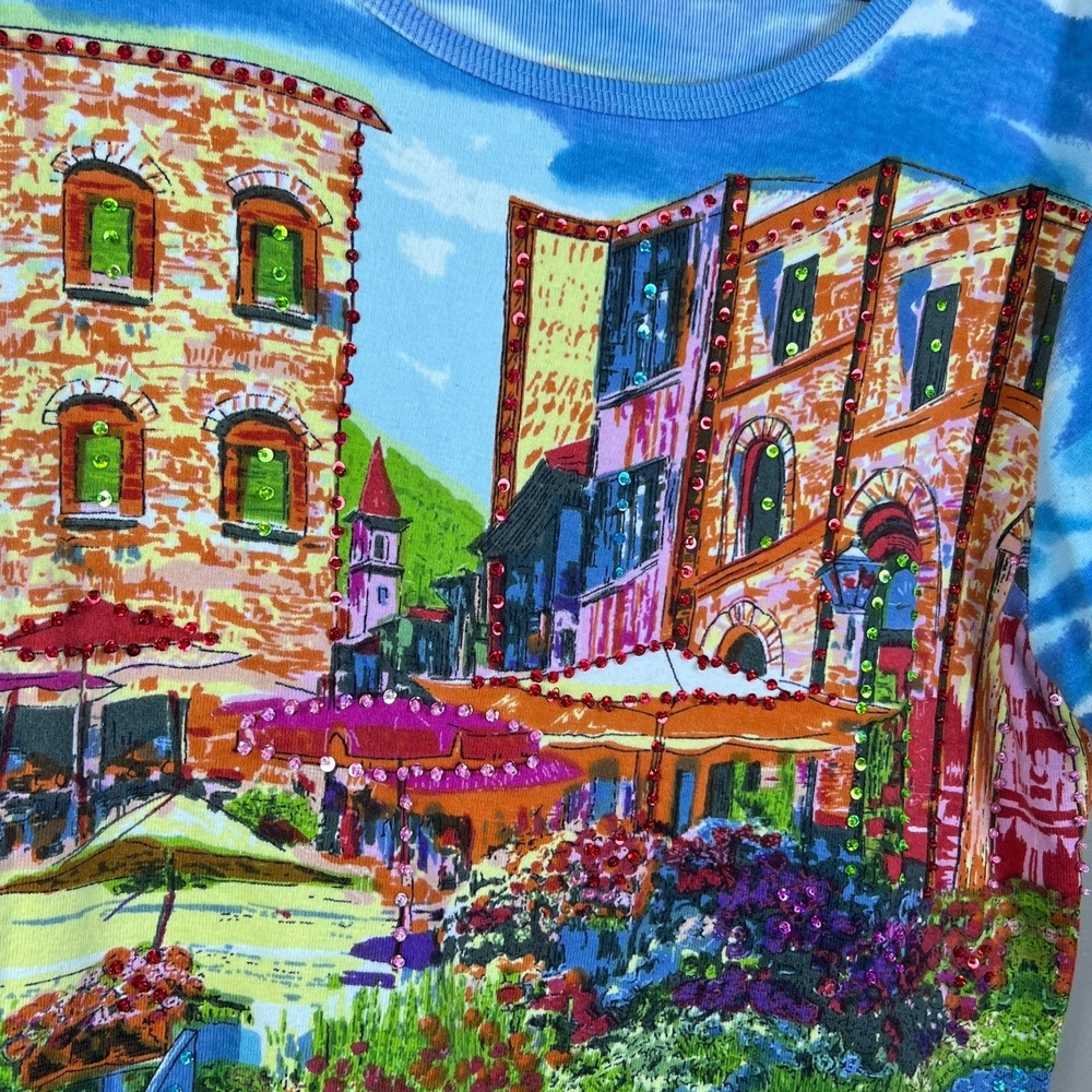90s Take Two All Over Print Italian Village T Shirt Womens M Whimsigoth‎ - Picture 3 of 6